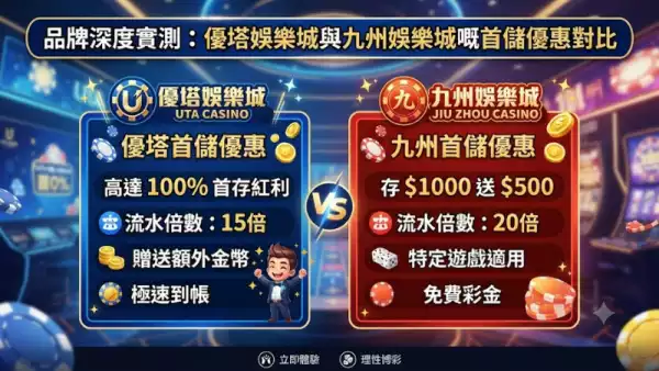 品牌深度實測：優塔娛樂城與九州娛樂城嘅首儲優惠對比